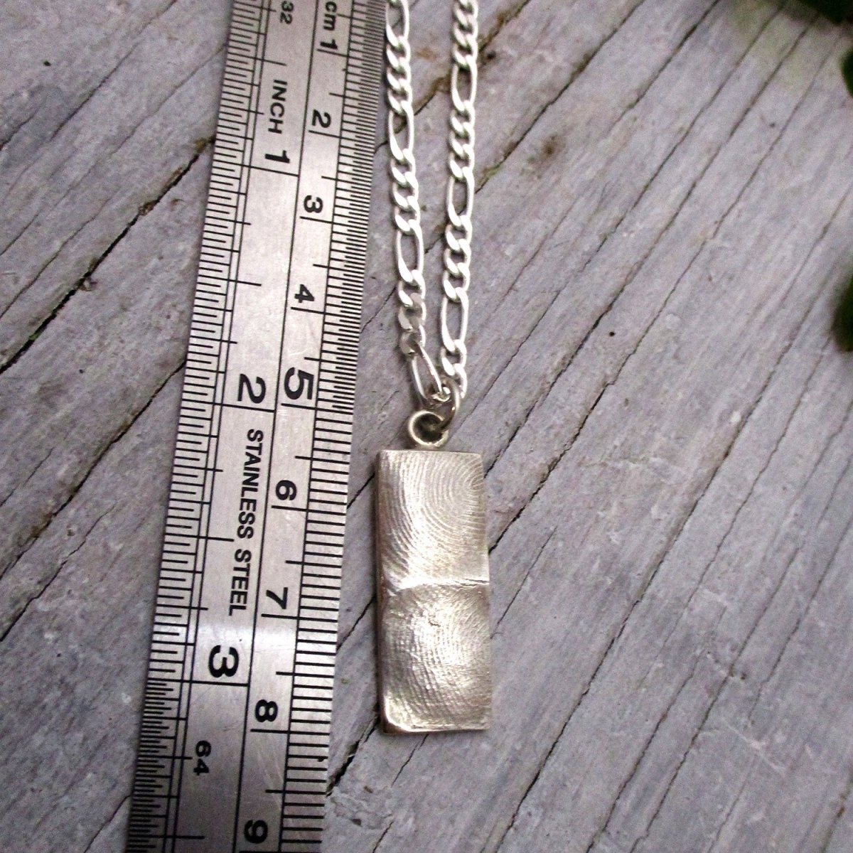 Rectangle Live Fingerprint Impression Pendant 1 inch in Sterling Silver - Add 1-3 prints - Luxe Design Jewellery