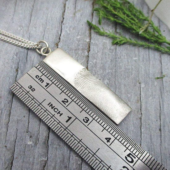 Rectangle Live Fingerprint Impression Pendant 1.5 inch in Sterling Silver - add 1-4 prints - Luxe Design Jewellery