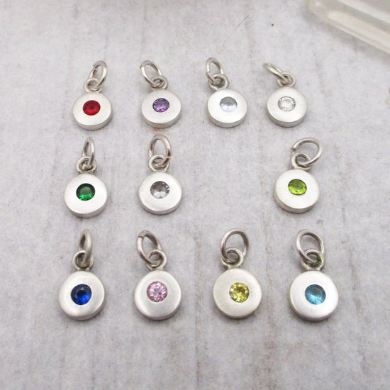 SALE Sterling Circle Birthstone Charm in 12 Colours - Choose Your Favourite! - Luxe Design Jewellery