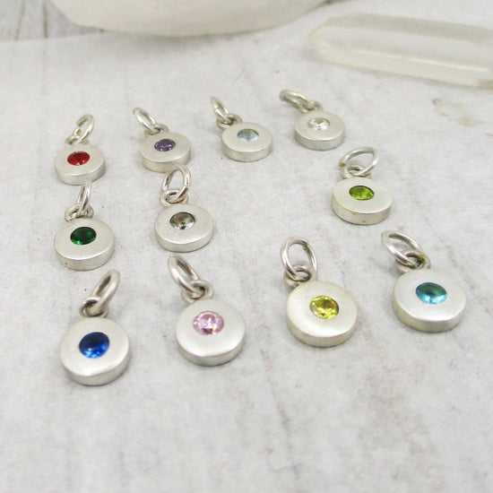 SALE Sterling Circle Birthstone Charm in 12 Colours - Choose Your Favourite! - Luxe Design Jewellery