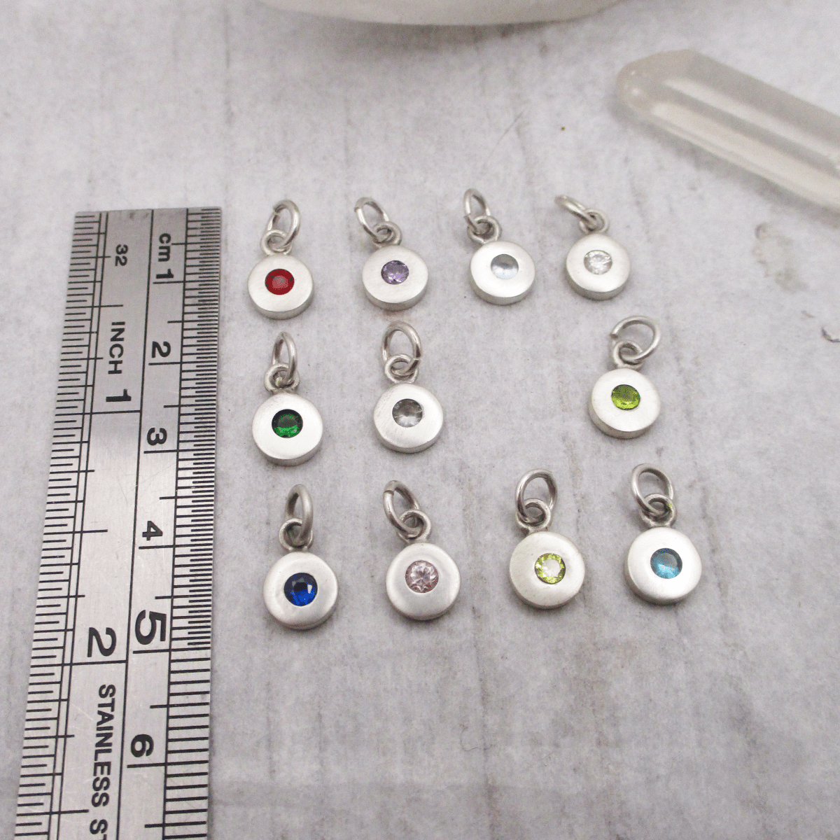 SALE Sterling Circle Birthstone Charm in 12 Colours - Choose Your Favourite! - Luxe Design Jewellery