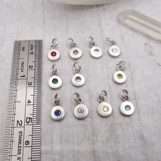 SALE Sterling Circle Birthstone Charm in 12 Colours - Choose Your Favourite! - Luxe Design Jewellery