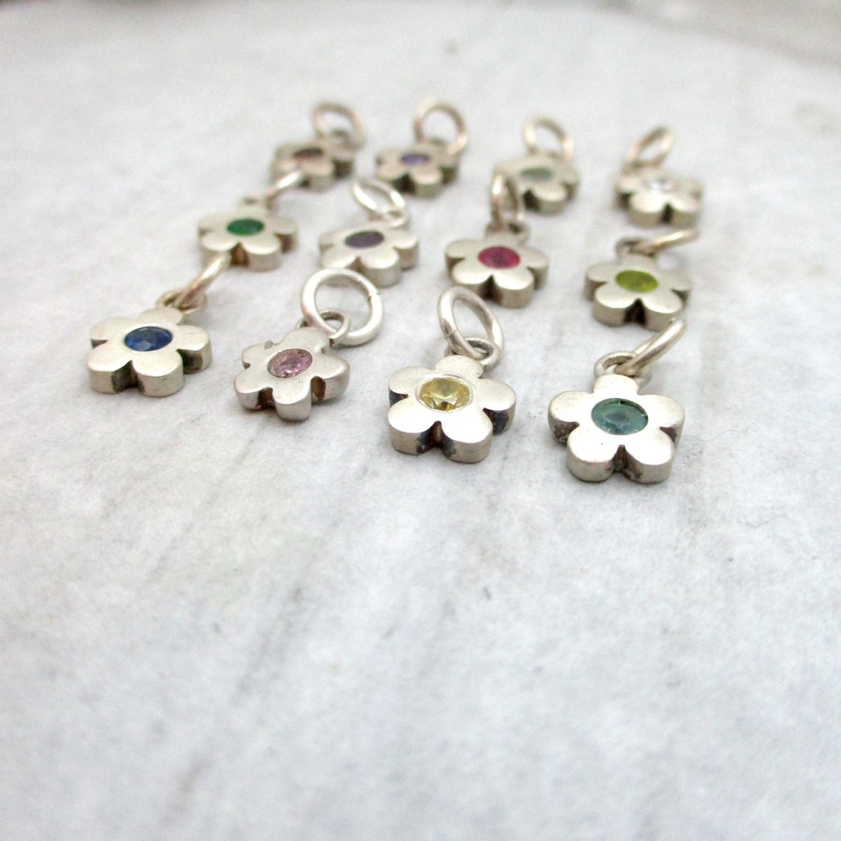 SALE Sterling Flower Birthstone Charm in 12 Colours - Choose Your Favorite! - Luxe Design Jewellery