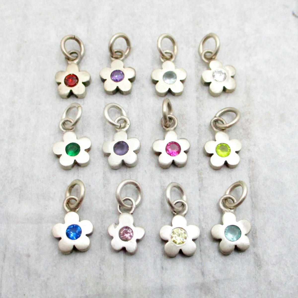 SALE Sterling Flower Birthstone Charm in 12 Colours - Choose Your Favorite! - Luxe Design Jewellery