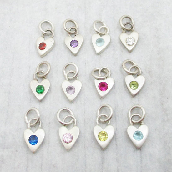 SALE Sterling Heart Birthstone Charm in 12 Colours - Choose Your Favourite! - Luxe Design Jewellery