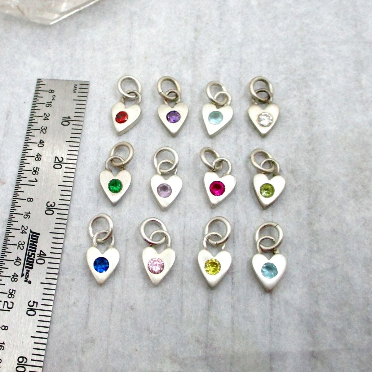 SALE Sterling Heart Birthstone Charm in 12 Colours - Choose Your Favourite! - Luxe Design Jewellery