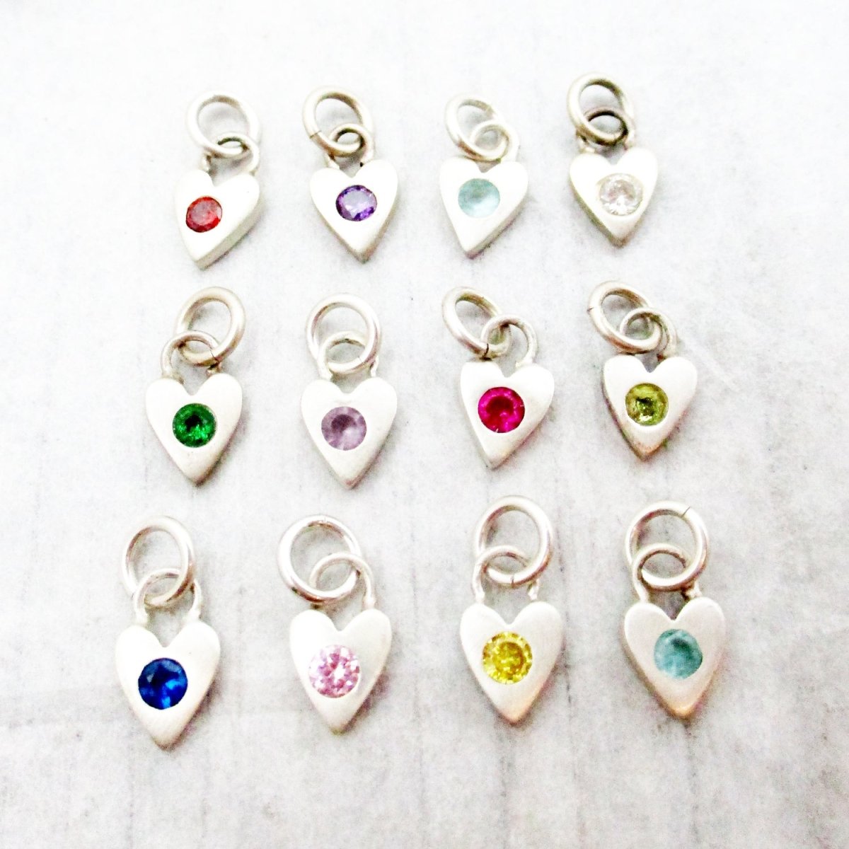 SALE Sterling Heart Birthstone Charm in 12 Colours - Choose Your Favourite! - Luxe Design Jewellery