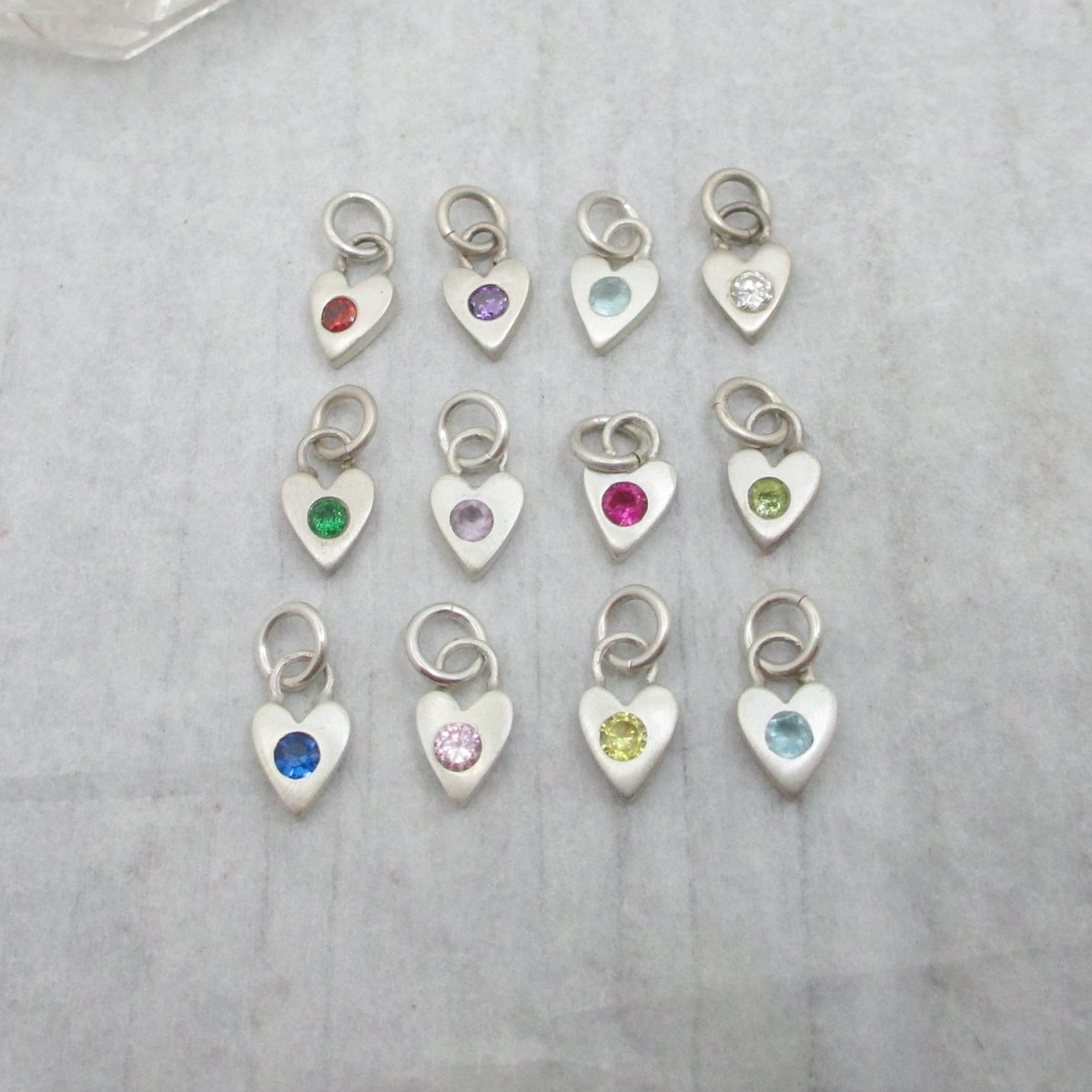 SALE Sterling Heart Birthstone Charm in 12 Colours - Choose Your Favourite! - Luxe Design Jewellery
