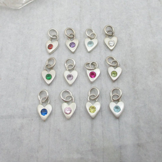 SALE Sterling Heart Birthstone Charm in 12 Colours - Choose Your Favourite! - Luxe Design Jewellery