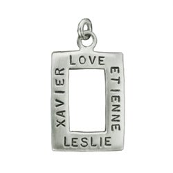 Silver Customizable Open Rectangle Charm - PERSONALIZE BOTH SIDES - Luxe Design Jewellery