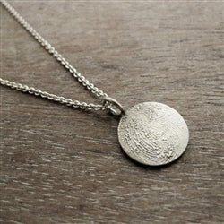 Silver Fingerprint Circle Pendant from Flat Ink Print - Luxe Design Jewellery