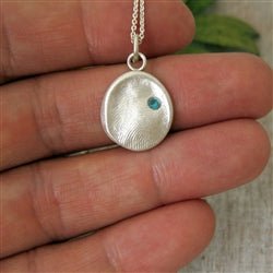 Silver Fingerprint with Genuine Flush Set Birthstone Necklace Kit - Luxe Design Jewellery