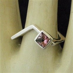 Silver Off Set 5x5 Bezel Bent Square Ring - Luxe Design Jewellery