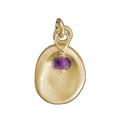 Small 14K Gold Fingerprint or Thumbprint Pendant and Gem Bead - Luxe Design Jewellery