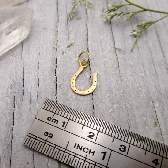 Small Good Luck Horseshoe Charm in Solid 14 Karat Yellow Gold - Luxe Design Jewellery