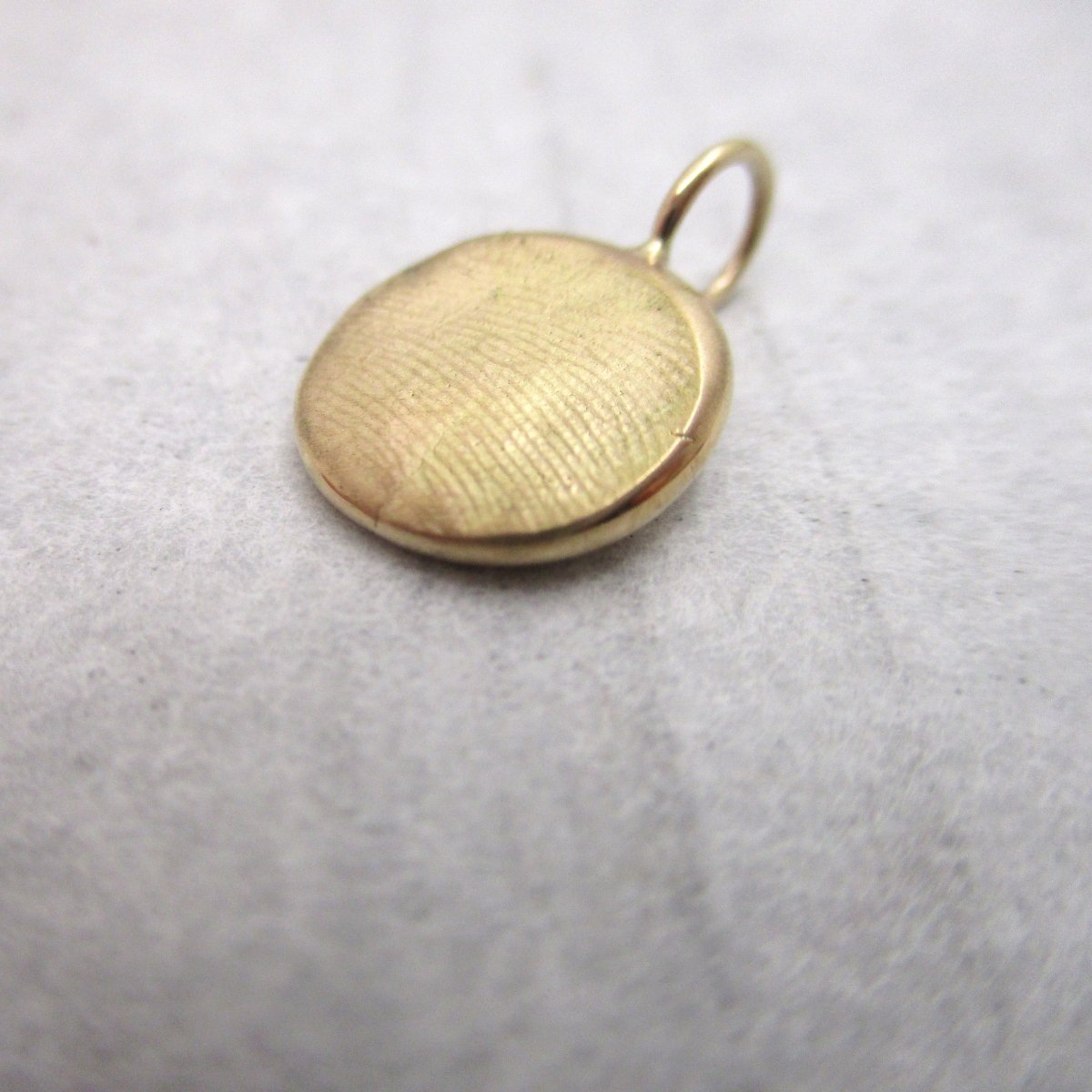 Small Oval 14 K Gold Fingerprint or Thumb Print Pendant for Child or Adult Prints