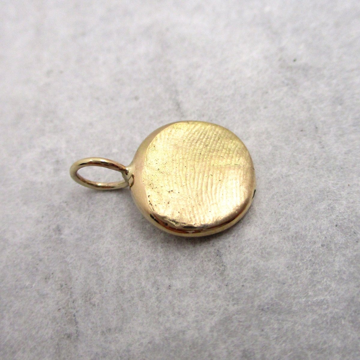 Small Oval 14 K Gold Fingerprint or Thumb Print Pendant for Child or Adult Prints