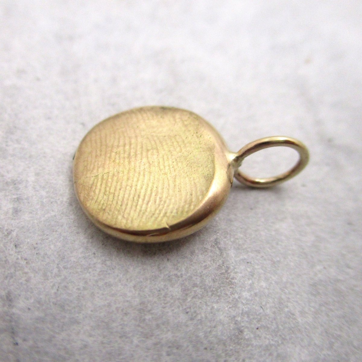 Small Oval 14 K Gold Fingerprint or Thumb Print Pendant for Child or Adult Prints