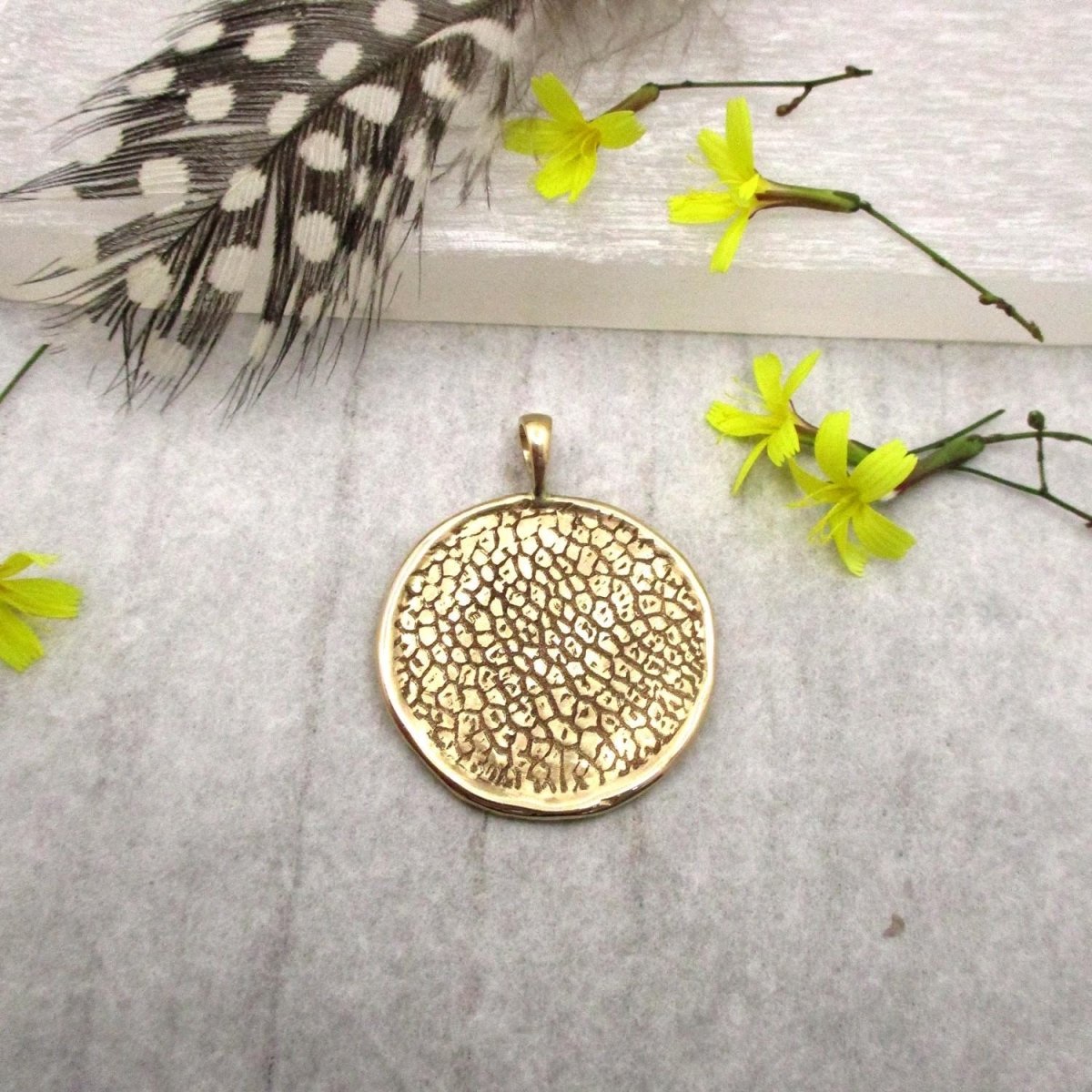 Solid 14 Karat Gold Dog Nose Texture Disc Pendant – Custom Pet Memorial Jewelry