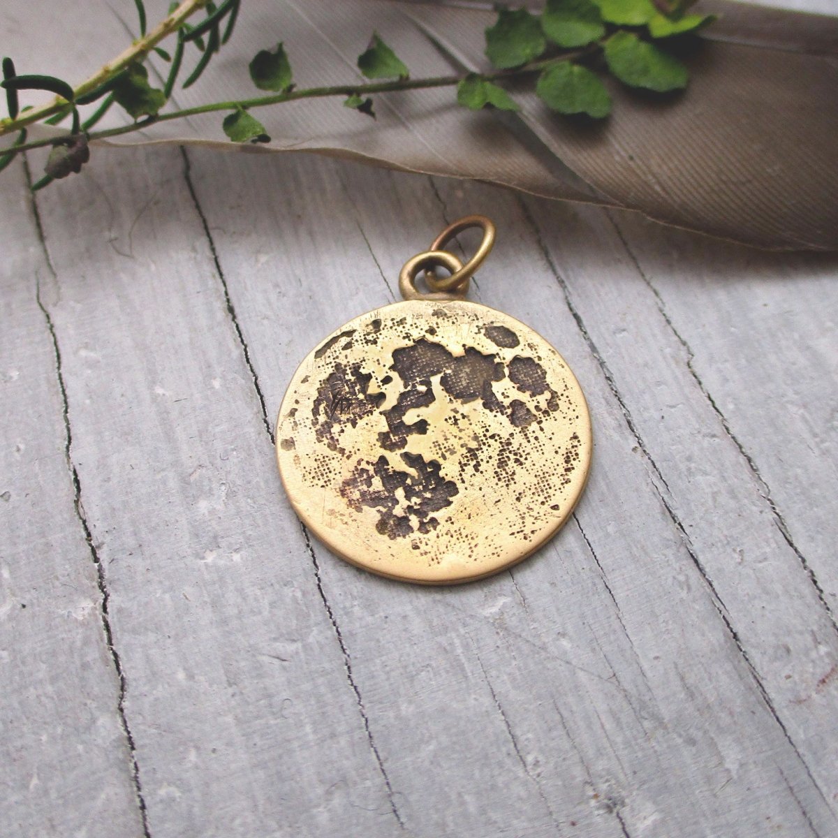 Solid 14 Karat Gold Full Moon Charm - Luxe Design Jewellery