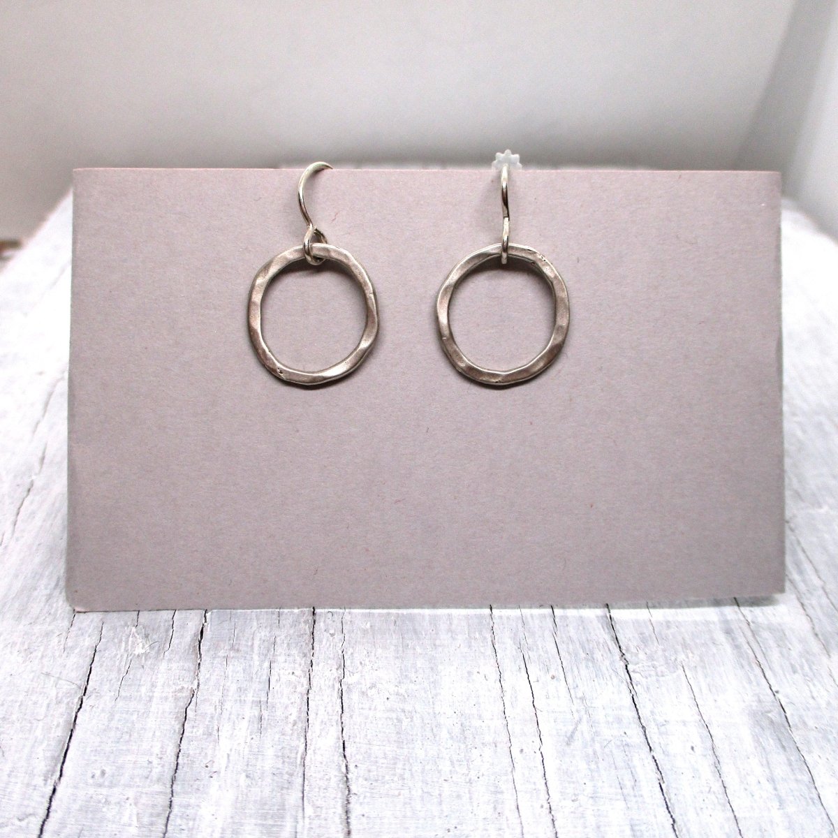 Sterling Hammered Circle Earrings Small - Luxe Design Jewellery