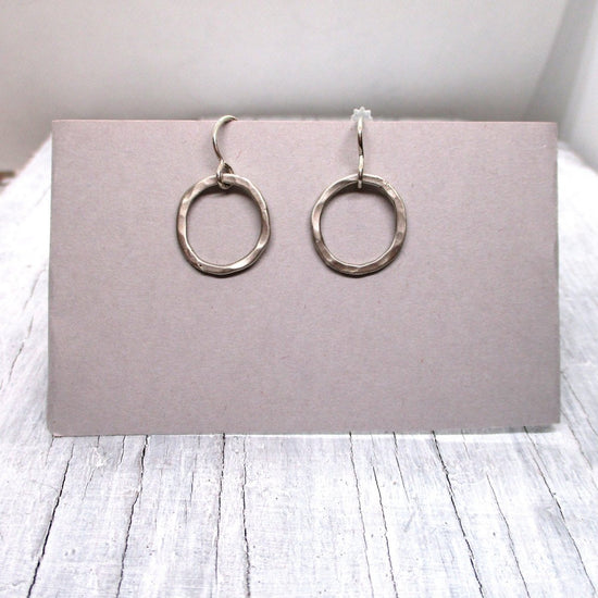 Sterling Hammered Circle Earrings Small - Luxe Design Jewellery