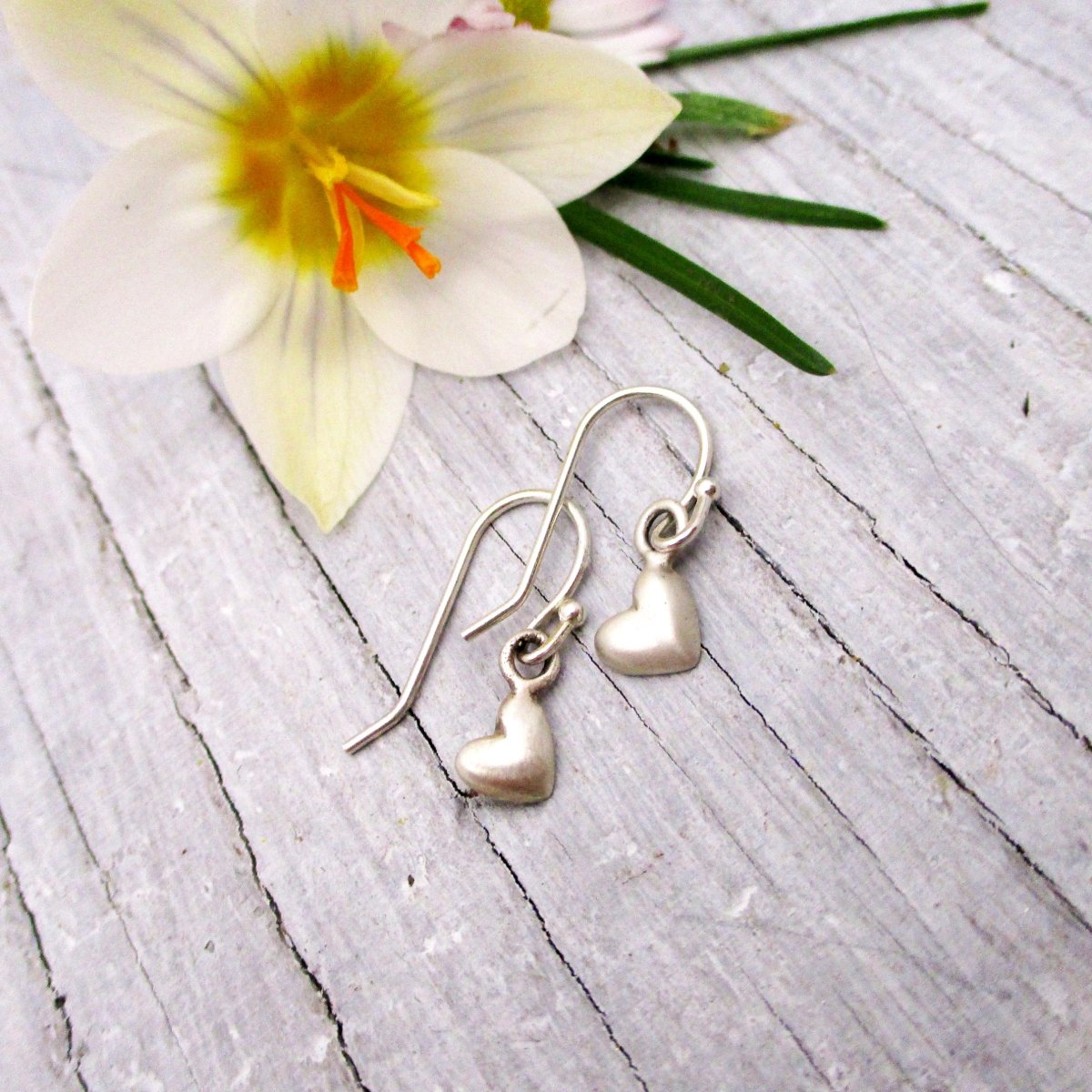 Sterling Silver Baby Heart Hook Earrings - Luxe Design Jewellery