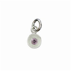Sterling Silver Circle Birthstone Charm in Amethyst - Luxe Design Jewellery
