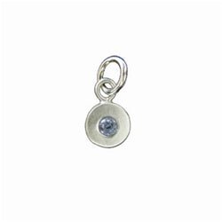 Sterling Silver Circle Birthstone Charm in Aquamarine - Luxe Design Jewellery