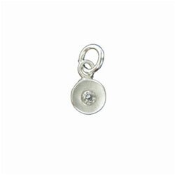 Sterling Silver Circle Birthstone Charm in Cubic Zirconia - Luxe Design Jewellery