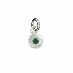 Sterling Silver Circle Birthstone Charm in Emerald - Luxe Design Jewellery