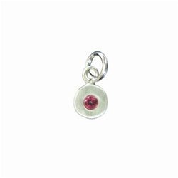 Sterling Silver Circle Birthstone Charm in Garnet - Luxe Design Jewellery