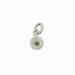 Sterling Silver Circle Birthstone Charm in Peridot - Luxe Design Jewellery