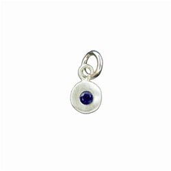 Sterling Silver Circle Birthstone Charm in Sapphire - Luxe Design Jewellery