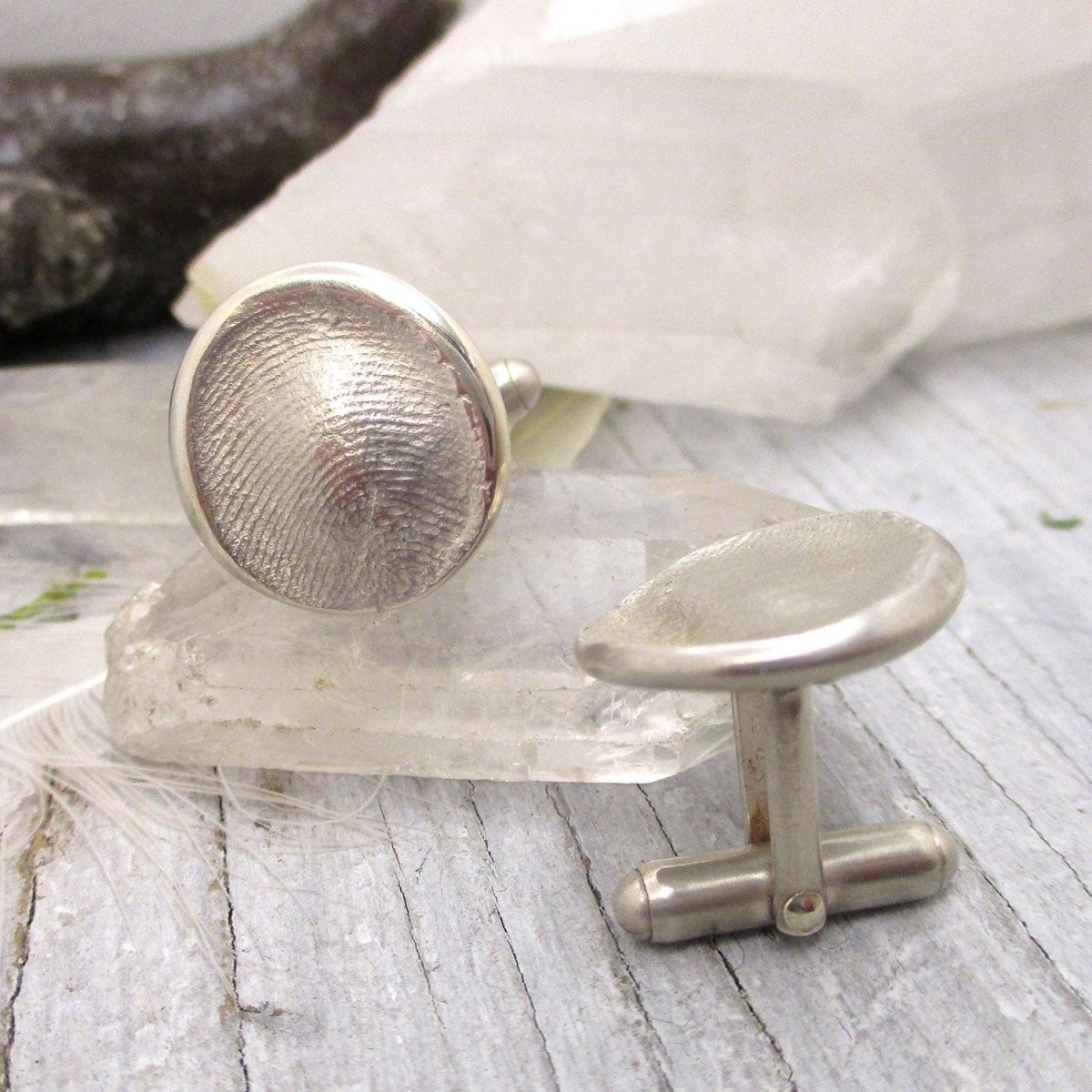 Sterling Silver Custom Fingerprint Impression Cuff Links