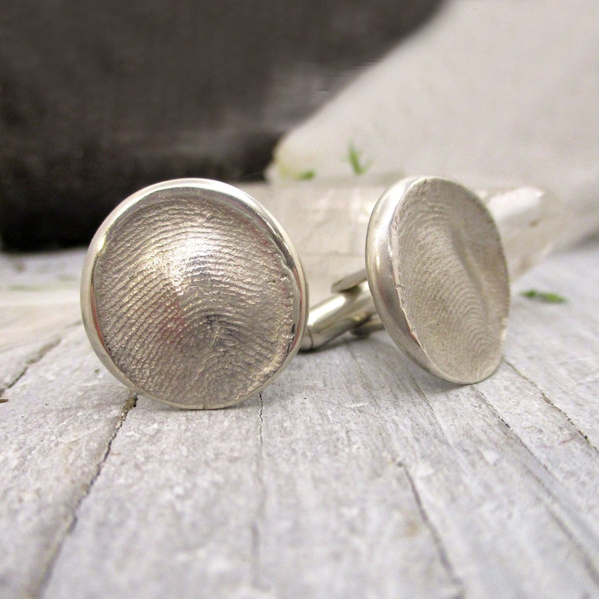Sterling Silver Custom Fingerprint Impression Cuff Links