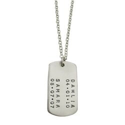 Sterling Silver Customizable Dog Tag - Large Font- VERTICAL Layout - Luxe Design Jewellery