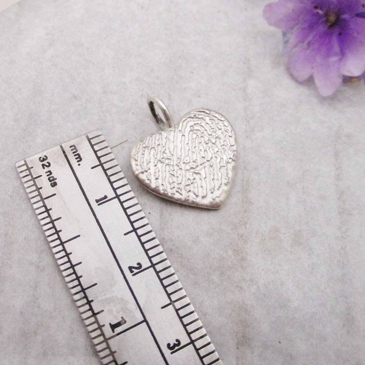 Sterling Silver Fingerprint Heart Pendant from Digital Image