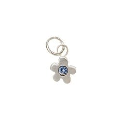 Sterling Silver Flower Birthstone Charm in Blue Topaz - Luxe Design Jewellery
