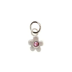 Sterling Silver Flower Birthstone Charm in Pink Tourmaline - Luxe Design Jewellery