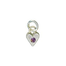 Sterling Silver Heart Birthstone Charm in Amethyst - Luxe Design Jewellery