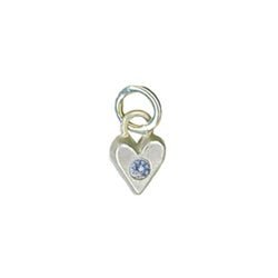 Sterling Silver Heart Birthstone Charm in Blue Topaz - Luxe Design Jewellery