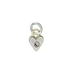 Sterling Silver Heart Birthstone Charm in Cubic Zirconia - Luxe Design Jewellery