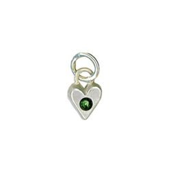 Sterling Silver Heart Birthstone Charm in Emerald - Luxe Design Jewellery