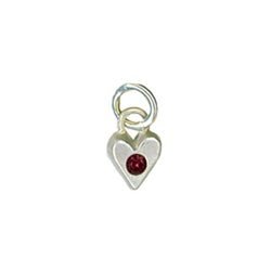 Sterling Silver Heart Birthstone Charm in Garnet - Luxe Design Jewellery
