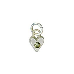 Sterling Silver Heart Birthstone Charm in Peridot - Luxe Design Jewellery