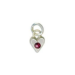 Sterling Silver Heart Birthstone Charm in Ruby - Luxe Design Jewellery