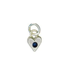 Sterling Silver Heart Birthstone Charm in Sapphire - Luxe Design Jewellery