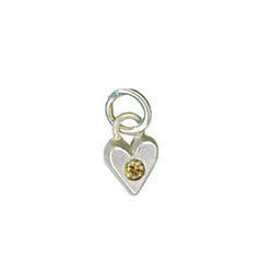 Sterling Silver Heart Birthstone Charm in Yellow Topaz - Luxe Design Jewellery