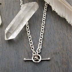 Sterling Silver Heavy Cable Chain Necklace with Toggle Closure